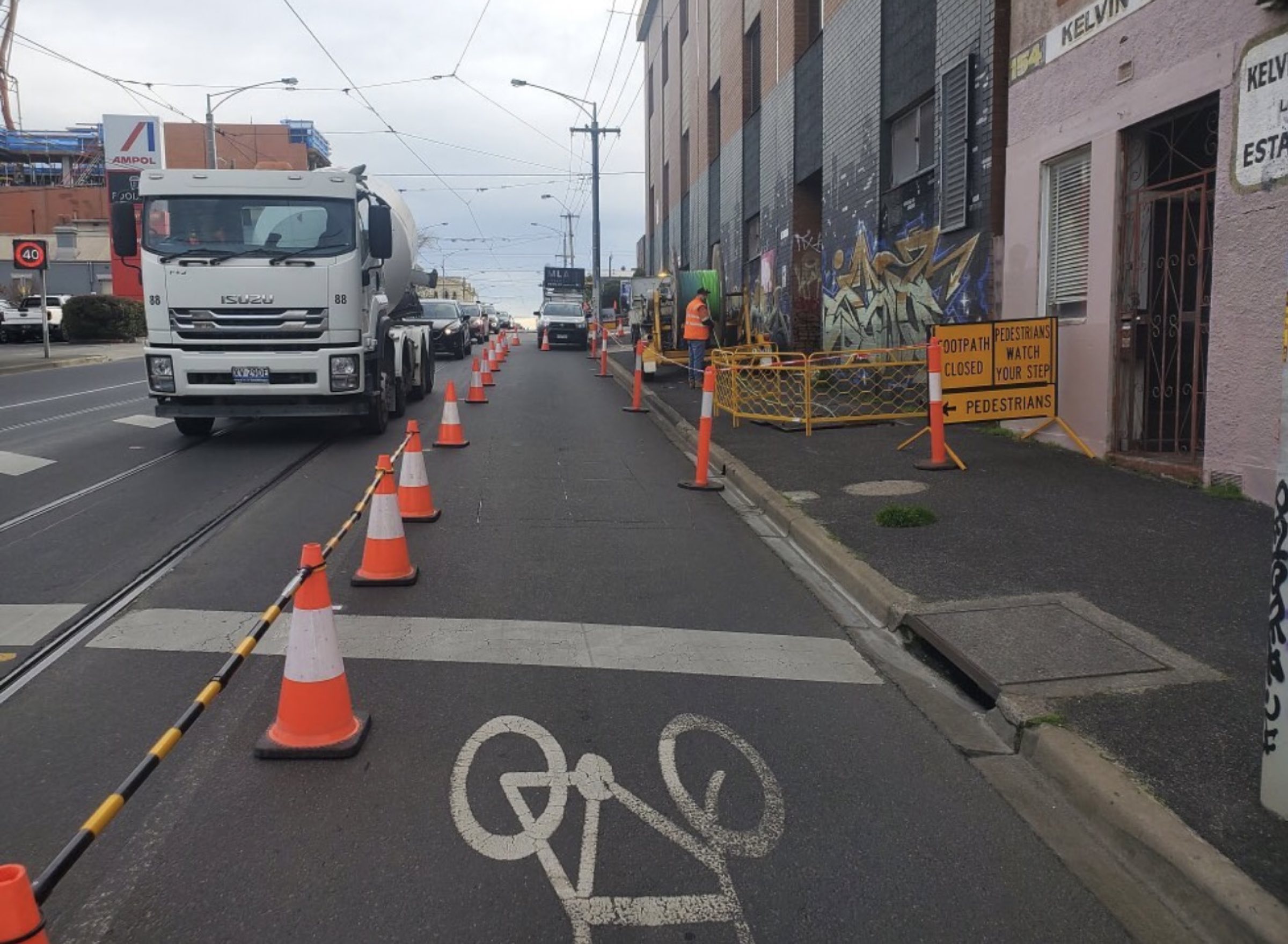 MLA Traffic crew managing an urban construction zone in Melbourne